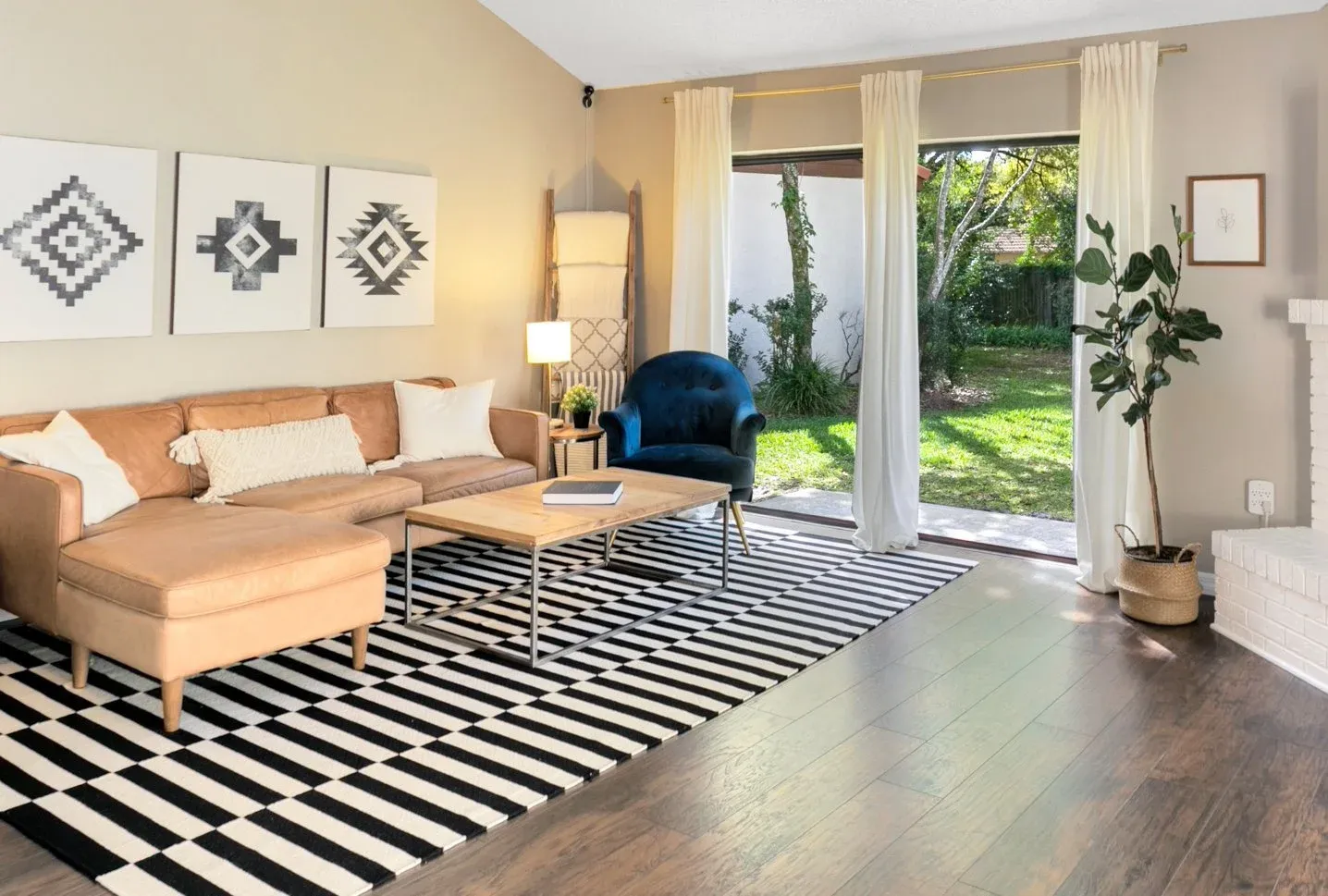 A calm, uncluttered living room in afternoon light